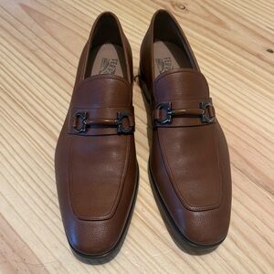 EUC men’s SALVATORE FERRAGAMO Benford Brown Pebbled Leather Bit Loafer Sz 12 D.